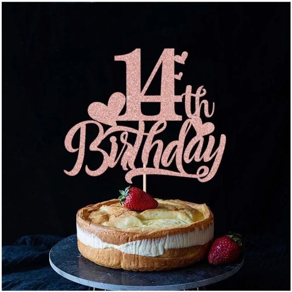 Rose Gold‎ 14th Birthday Cake Topper